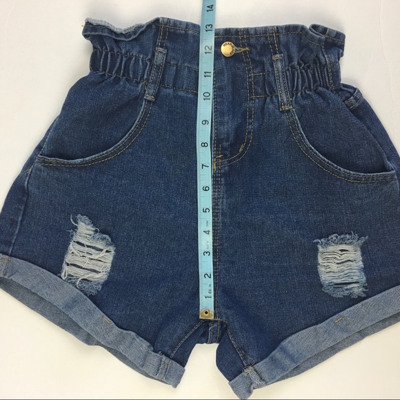Distressed High Waisted Jean Shorts - Picture 4 of 7